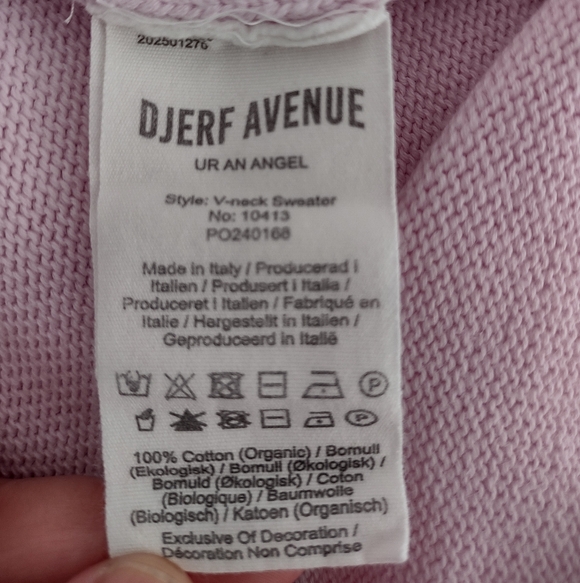 DJerf Avenue V-neck Sweater Lilac Organic Cotton Sweater - Picture 7 of 8